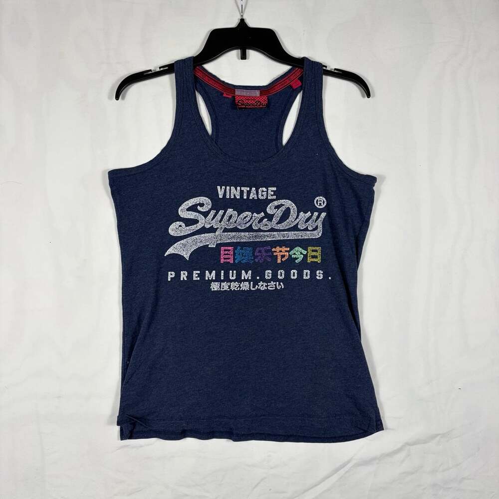 Superdry Premium Goods Tank Top Size S Blue Marl